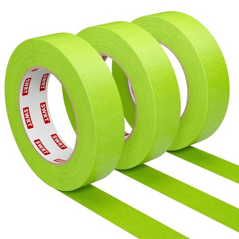 SWRT Green Painters Tape, 1 Inch x 55 Yards, 3 Rolls (165 Yards Total), Automotive Masking Tape for Car Painting, Heat Resistant, Clean Removal, No Residue, Multi-Surface Painter’s Tape in Saudi Arabia