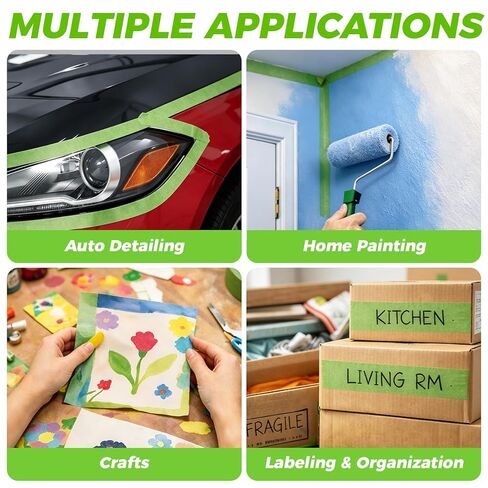 SWRT Green Painters Tape, 1 Inch x 55 Yards, 3 Rolls (165 Yards Total), Automotive Masking Tape for Car Painting, Heat Resistant, Clean Removal, No Residue, Multi-Surface Painter’s Tape in Saudi Arabia