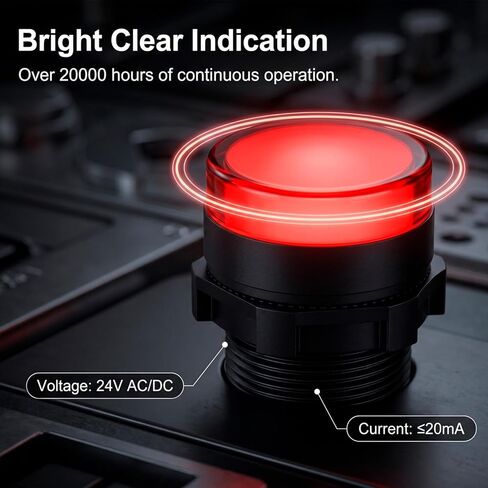 QWORK Multi-Voltage LED Indicator Light Set of 10, 12V/24V/110V, 22mm Mounting, High Brightness, 5 Colors, 20,000 Hours Lifespan, Screw-Clamp Connection in Saudi Arabia