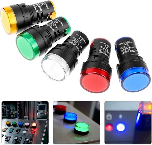 QWORK Multi-Voltage LED Indicator Light Set of 10, 12V/24V/110V, 22mm Mounting, High Brightness, 5 Colors, 20,000 Hours Lifespan, Screw-Clamp Connection in Saudi Arabia
