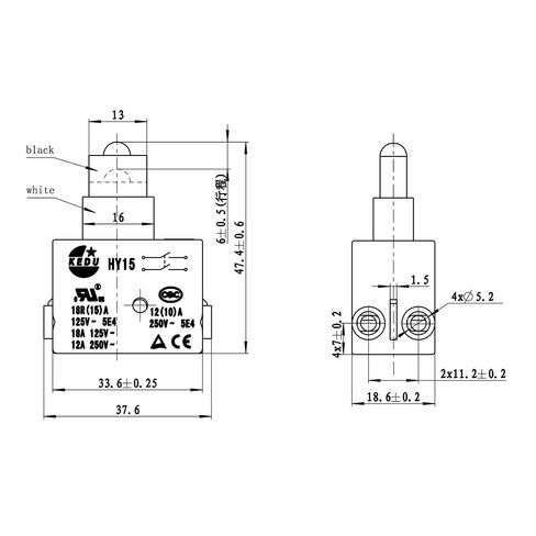 مفتاح ضغط KEDU HY15، مفاتيح تشغيل إيقاف التشغيل لمنشار ميتري 2NO 18A 125V 12A 250V 5E4 CQC CE in Saudi Arabia