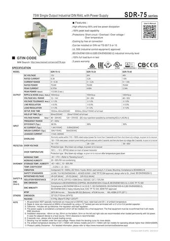 SDR-75-24 76.8 وات سكة DIN صناعية ذات مخرج واحد مع مصدر طاقة SDR-75 24V 3.2A in Kuwait