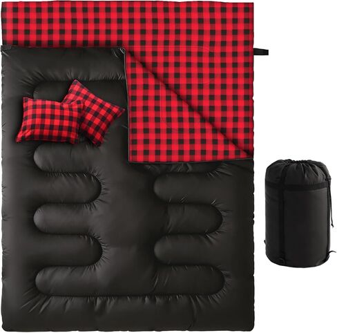 Tuphen Double Sleeping Bag, Sleeping Bag with 2 Pillows, Queen Size XL Bag for 2 People, Cold Warm Weather- 3 Seasons, Waterproof Adults for Camping, Backpacking or Hiking in Saudi Arabia