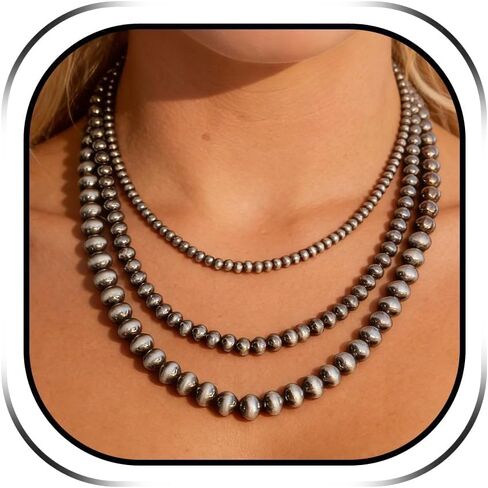 YANCHUN Navajo Pearl Necklace Western Jewelry for Women Vintage Cowgirl Necklace Boho Layered Beaded Necklaces Native American Jewelry Country Concert Outfits Accessories for Women in Saudi Arabia