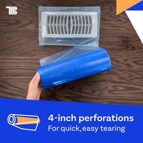 TapeManBlue Vent Cover Film, 8 inch x 200 feet, Perforated for Easy Use, Made in USA, Blue Self Adhesive Protective Film for HVAC Vents and Floor Registers with Clean Removal in Saudi Arabia