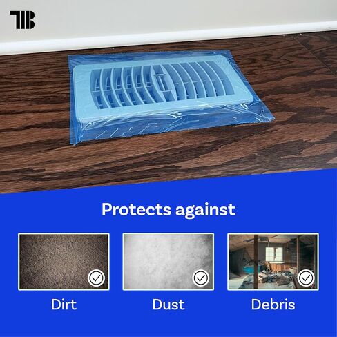 TapeManBlue Vent Cover Film, 8 inch x 200 feet, Perforated for Easy Use, Made in USA, Blue Self Adhesive Protective Film for HVAC Vents and Floor Registers with Clean Removal in Saudi Arabia