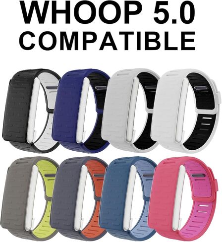 بديل السيليكون ومتوافق مع WHOOP 5.0، سوار ناعم رياضي مقاوم للماء وجيد التهوية، سوار معصم للياقة البدنية قابل للتعديل لأحزمة WHOOP 5.0 in Kuwait