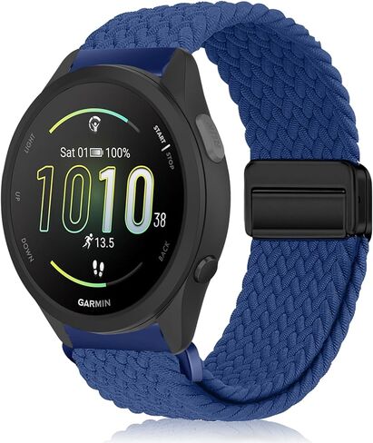 أربطة مضفرة من النايلون 20 مم لـ Garmin Forerunner 570 42 مم/165/165 Music/Vivoactive 6/5/Approach S44/S50 للرجال والنساء، حزام رياضي مرن مغناطيسي قابل للتعديل لرياضة GarminMove in Saudi Arabia