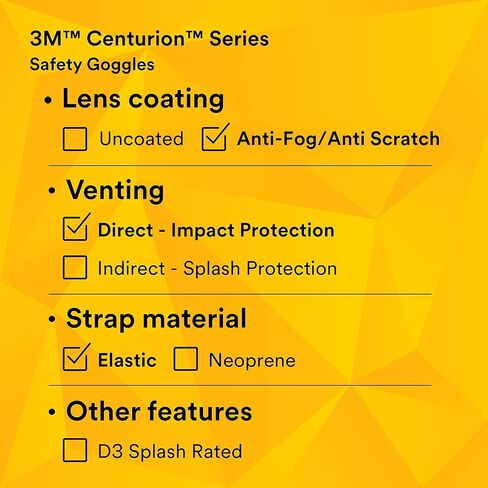 نظارة 3M Centurion ضد الضباب 452AF، 40301-0000-10 شفافة مضادة للضباب (عبوة من 1) in Kuwait