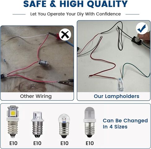 10 Pcs E10 3.8V 0.3A Mini Light Bulbs and 10 Pcs E10 Light Socket with Cable Wire for Student Experiment Lighting DIY Accessories in Saudi Arabia
