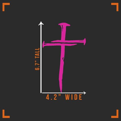 Cross with Nails Decal Vinyl Sticker Auto Car Truck Wall Laptop | Hot Pink | 4" x 6" in Saudi Arabia