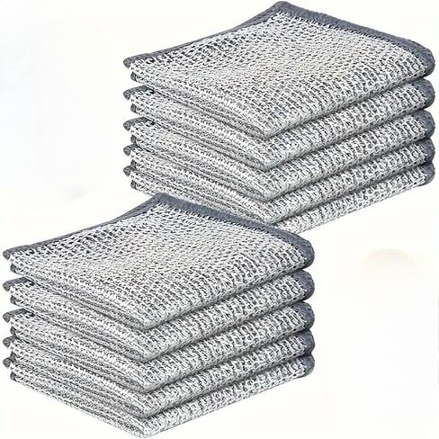 10 PCS Cleaning Sponges Multipurpose Wire Miracle Cleaning Cloths Wire Dishwashing Rags for Non-Stick Cookware, Kitchen, Sinks, Scrubs and Cleans for Dishes Easy Rinsing in Saudi Arabia