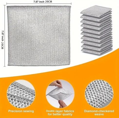 10 PCS Cleaning Sponges Multipurpose Wire Miracle Cleaning Cloths Wire Dishwashing Rags for Non-Stick Cookware, Kitchen, Sinks, Scrubs and Cleans for Dishes Easy Rinsing in Saudi Arabia
