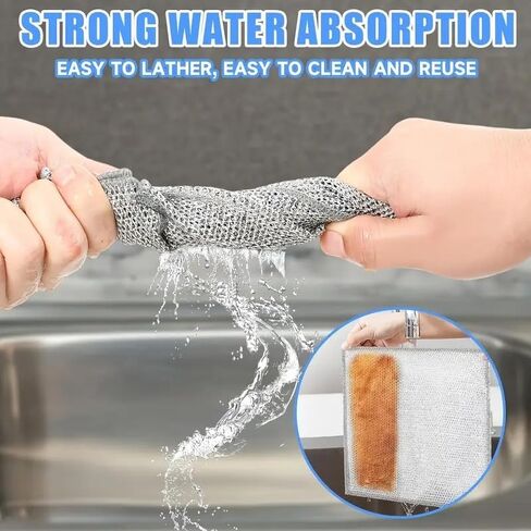 10 PCS Cleaning Sponges Multipurpose Wire Miracle Cleaning Cloths Wire Dishwashing Rags for Non-Stick Cookware, Kitchen, Sinks, Scrubs and Cleans for Dishes Easy Rinsing in Saudi Arabia