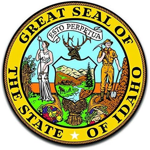 ملصق من الفينيل Idaho State Seal (عبوة من قطعتين) - كمبيوتر محمول على شكل نافذة سيارة شاحنة وسيارة الدفع الرباعي - ملصقان مقاس 5 بوصة - MKS0899 in Saudi Arabia