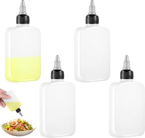 4 PCS Oil Dispenser Bottle for Camping & Cooking, 4oz Squeeze Condiment Bottle High Density Polyethylene Containers with Leak-proof Screw Cap for Camping Plastic Soy Sauce Dispenser in Saudi Arabia