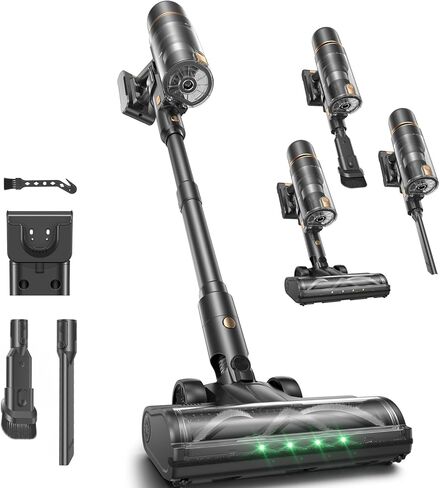 OXVAC Cordless Vacuum Cleaner 600W/58000Pa, 65-Minute Run Time Cordless Stick Vacuum with Self-Cleaning Filtration System, Freestanding, Tangle-Free, Suitable for Carpets/Floors/Pet Hair in Saudi Arabia