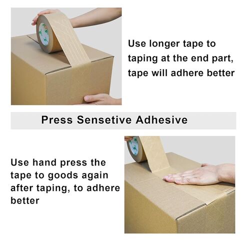 BOMEI PACK Wide Brown Reinforced Kraft Paper Packing Tape 3inch, Self Adhesive Paper Gummed Packing Tape, for Heavy Duty Packaging, Shipping, Moving and Storage, 72mmX 55yds in Saudi Arabia