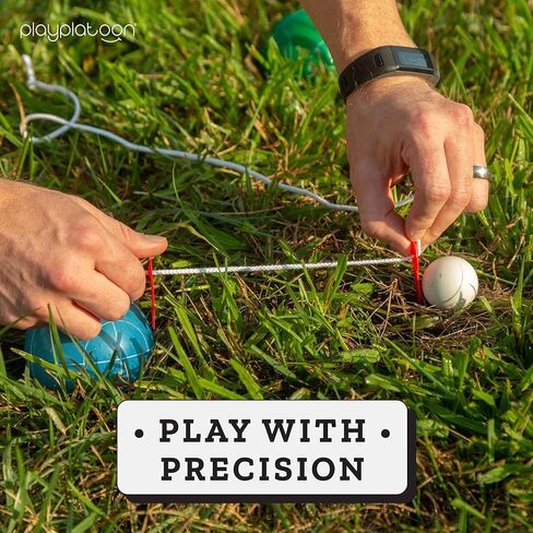 مجموعة ألعاب Play Platoon Bocce Ball Set ذات الحجم التنظيمي - 107 مم مع 8 كرات بوليريسين صلبة ممتازة، بالينو، وحقيبة حمل احترافية وحبل قياس - ألعاب خارجية للفناء الخلفي والحديقة والشاطئ in Saudi Arabia