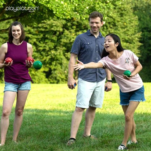 مجموعة ألعاب Play Platoon Bocce Ball Set ذات الحجم التنظيمي - 107 مم مع 8 كرات بوليريسين صلبة ممتازة، بالينو، وحقيبة حمل احترافية وحبل قياس - ألعاب خارجية للفناء الخلفي والحديقة والشاطئ in Saudi Arabia