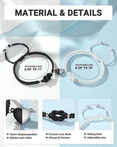 UNGENT THEM Magnetic Knot Couples Bracelets Anniversary Birthday Valentines Christmas Gifts for Boyfriend Girlfriend Women Men in Saudi Arabia
