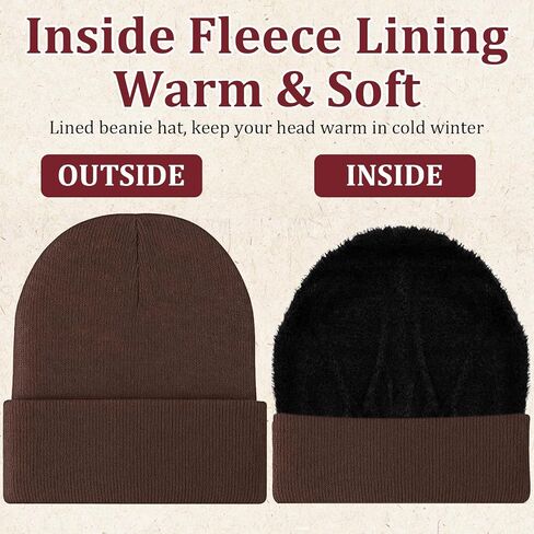 Bulk Men Knitted Hats with Fleece Lining for Charity Homeless Donations, 10 Colors, Unisex Beanies Winter Hats in Saudi Arabia