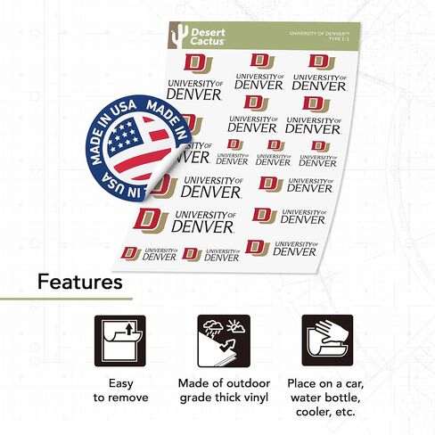 Desert Cactus University of Denver Sticker Pioneers DU Vinyl Decals Laptop Water Bottle Car Scrapbook Sheet T1 (Type 1-1) in Saudi Arabia