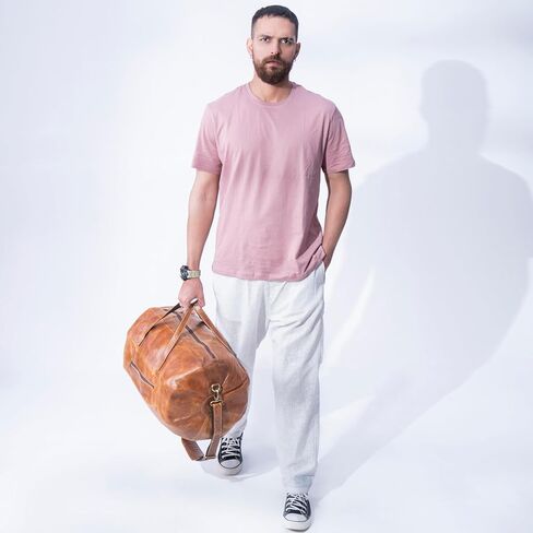 Handmade World Leather Duffle Gym Sports Bag For Men Women 'The GoalGear' Carry all Luggage Hold all Travel Overnighter Weekender Bag (With Strap) in Saudi Arabia