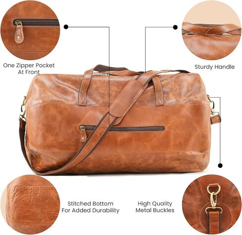Handmade World Leather Duffle Gym Sports Bag For Men Women 'The GoalGear' Carry all Luggage Hold all Travel Overnighter Weekender Bag (With Strap) in Saudi Arabia