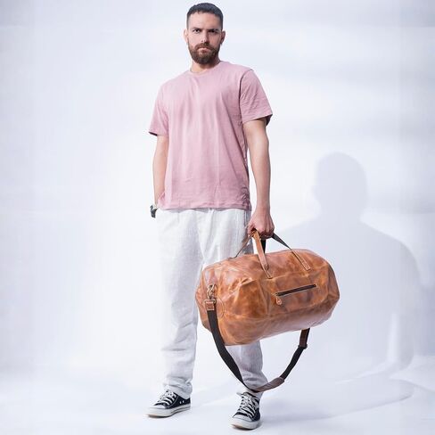 Handmade World Leather Duffle Gym Sports Bag For Men Women 'The GoalGear' Carry all Luggage Hold all Travel Overnighter Weekender Bag (With Strap) in Saudi Arabia