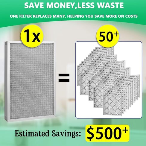 فلتر هواء 20 × 25 × 1، فلتر إلكتروستاتيكي مصنف MERV-8، عبوة واحدة. فلتر فرن قابل للغسل وإعادة الاستخدام، متين مدى الحياة، موفر للوقت وصديق للميزانية. (الحجم الفعلي: 19.50 × 24.50 × 0.75 بوصة) in Saudi Arabia