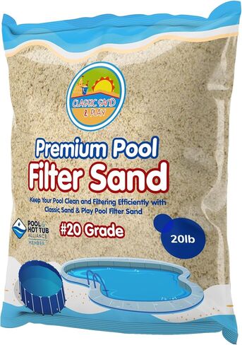 CLASSIC SAND & PLAY Swimming Pool Filter Sand for Above & Inground Pools, 20 lbs, Supports Residential and Commercial Filtration Systems, Premium Efficient Silica, No Clogging or Clumping, #20 Grade in Saudi Arabia