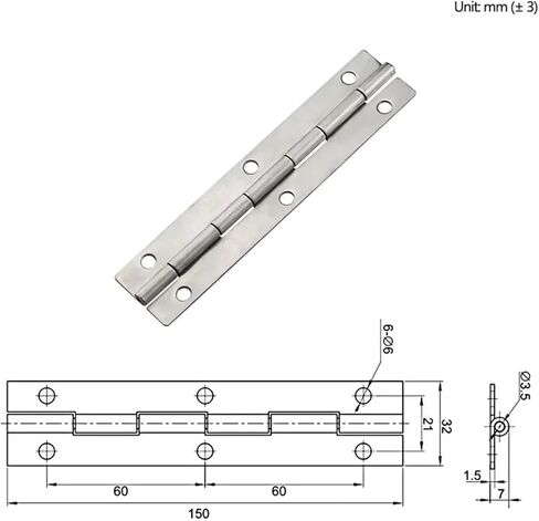 Industrial Metal Boxes Cabinets and Machine Doors Stainless Steel Long Continuous Hinges 1Pcs in Kuwait