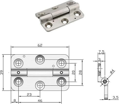Hidden Folding Hinge 304 Stainless Steel Industrial Equipment Motor Control Cabinet Doors 1Pcs in Kuwait