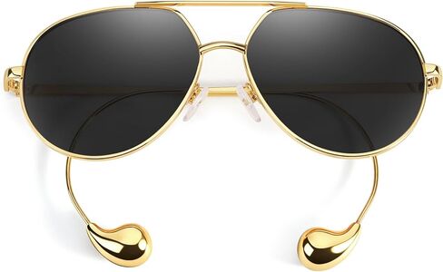 IGnaef Gold Oversized Retro Sunglasses for Women, Trendy Aviator glasses UV Protection IF8303 in Saudi Arabia