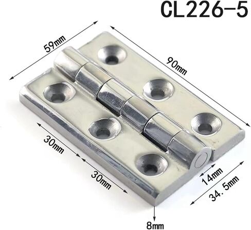 Stainless Steel Industrial Heavy 90 * 59 Thickened Six Knots Cabinet Door Hinges 1Pcs(Mirror-Stainless) in Saudi Arabia
