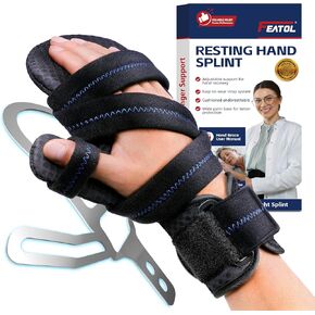 FEATOL Resting Hand Splint with Thumb Support for Men and Women, Adjustable Night Hand Brace Splint for Carpal Tunnel, Arthritis, Tendinitis, Stroke Recovery, Right Small/Medium in Kuwait