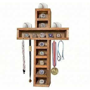 حافظة عرض حلقة البيسبول المتقاطعة (حامل حائطي مع 12 فتحة و4 خطافات إضافية و3 شاشات عرض بيسبول) in Kuwait