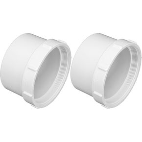 Novabright 2 Pcs 4'' PVC Sewer Female Cleanout Adapter Heavy Duty DWV Flush Cleanout Adapter Corrosion-resistant for Outdoor Garden Sewer Vent and Waste Drainage Piping System in Saudi Arabia
