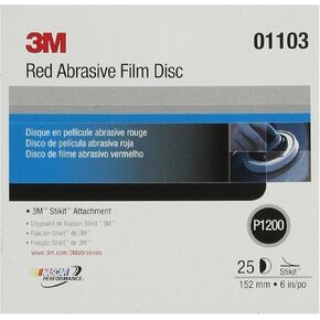 3M Hookit Red Finishing Film Abrasive Disc, 01103, 6 in, P1200, Pack of 25 Disc for Auto Sanding in Kuwait
