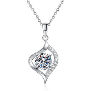 2-in-1 Moissanite Clover Heart Necklace for Women, Convertible Clover to Heart Pendant Design with 4*0.4Carat Stones, Hypoallergenic 925 Sterling Silver, New Year Valentine's DayJewelry Gifts for Her in Saudi Arabia