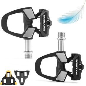 دواسات دراجة الطريق المتوافقة مع ROCKBROS SPD-SL - دواسات خفيفة الوزن فقط 90 جرامًا بدون مشبك (180 جرام/زوج) مع مركب من ألياف الكربون، وعمود دوران تيتانيوم 9/16 بوصة ومحامل محكمة الغلق لنقل الطاقة بكفاءة وسلس in Kuwait