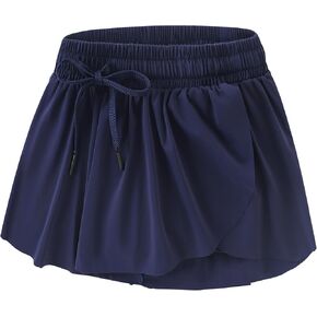 AMIYAN Girls Flowy Shorts 2-in-1 Butterfly Skirts Athletic Skorts for Running Sport Dance Cheer Kid 4-14Y in Kuwait