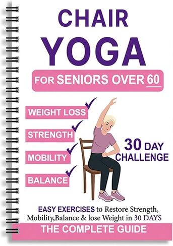 Chair Yoga for Seniors Over 60, 30-Day Challenge Gentle Seated Yoga Exercises Guidebook, Step-by-Step Fitness Planners Instructions Books for Seniors Beginners – 8.2″ x 5.5″ Pink Yoga Book in Saudi Arabia