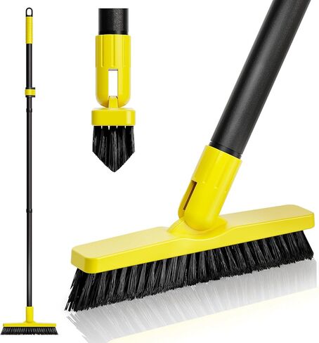Grout Brush with Long Adjustable Handle - Telescopic, Rotation Tile Grout Cleaning Tool, V-Shape Shower Scrubber Cleaner Stiff Bristle for Cleaning Bathrooms Tile Floors, Baseboards and Corners - 59in in Saudi Arabia