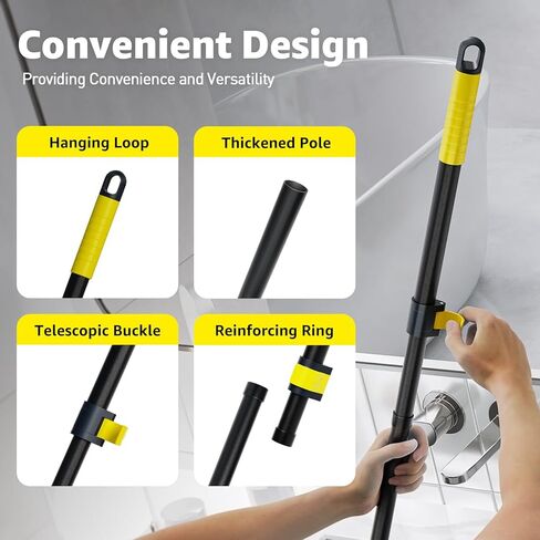 Grout Brush with Long Adjustable Handle - Telescopic, Rotation Tile Grout Cleaning Tool, V-Shape Shower Scrubber Cleaner Stiff Bristle for Cleaning Bathrooms Tile Floors, Baseboards and Corners - 59in in Saudi Arabia