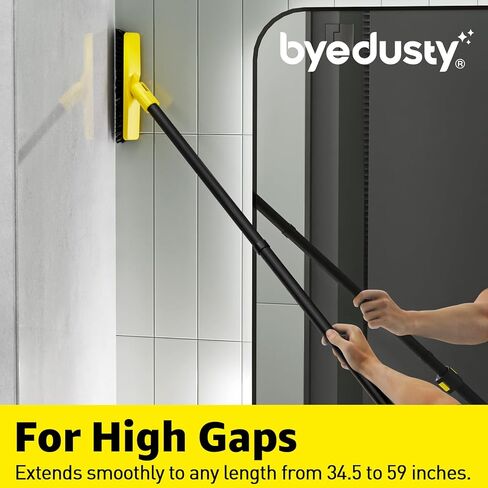 Grout Brush with Long Adjustable Handle - Telescopic, Rotation Tile Grout Cleaning Tool, V-Shape Shower Scrubber Cleaner Stiff Bristle for Cleaning Bathrooms Tile Floors, Baseboards and Corners - 59in in Saudi Arabia