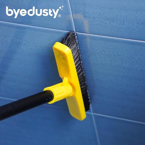 Grout Brush with Long Adjustable Handle - Telescopic, Rotation Tile Grout Cleaning Tool, V-Shape Shower Scrubber Cleaner Stiff Bristle for Cleaning Bathrooms Tile Floors, Baseboards and Corners - 59in in Saudi Arabia