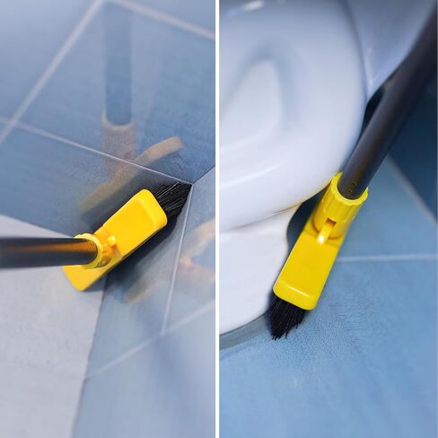 Grout Brush with Long Adjustable Handle - Telescopic, Rotation Tile Grout Cleaning Tool, V-Shape Shower Scrubber Cleaner Stiff Bristle for Cleaning Bathrooms Tile Floors, Baseboards and Corners - 59in in Saudi Arabia