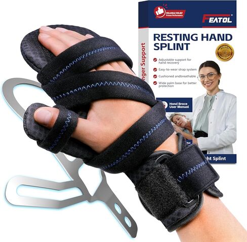 FEATOL Resting Hand Splint with Thumb Support for Men and Women, Adjustable Night Hand Brace Splint for Carpal Tunnel, Arthritis, Tendinitis, Stroke Recovery, Right Small/Medium in Saudi Arabia